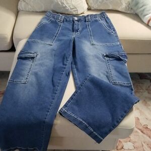Almost Famous Blue Cargo Jeans